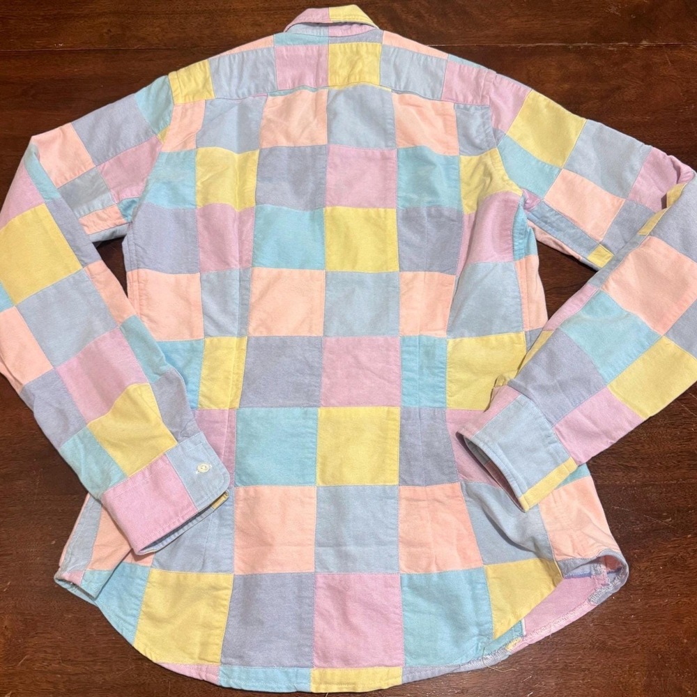 Vintage Ralph Lauren Navy Tag Pastel Patchwork Btn Down Old Money Tailored Sz 6 - Picture 7 of 8